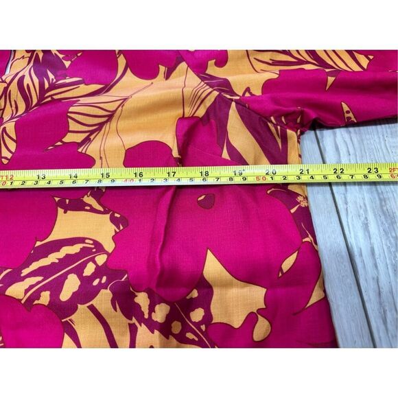 First Love hot pink and mustard floral blouse size S - Picture 9 of 12